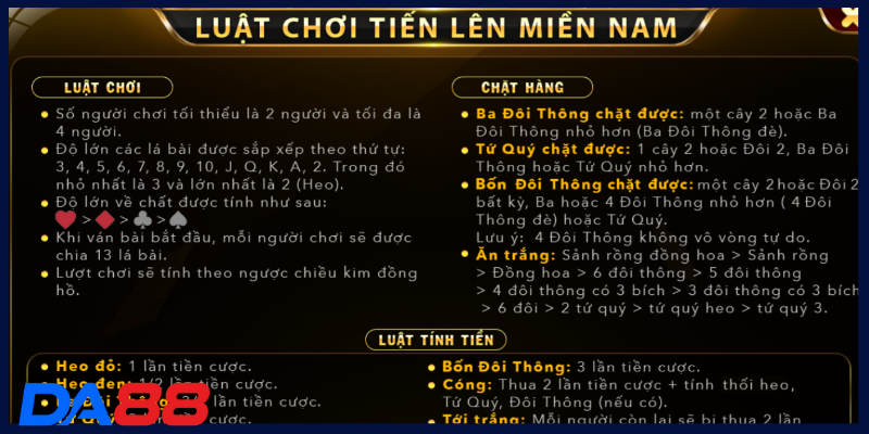 Tường tận luật chơi tiến lên miền Nam